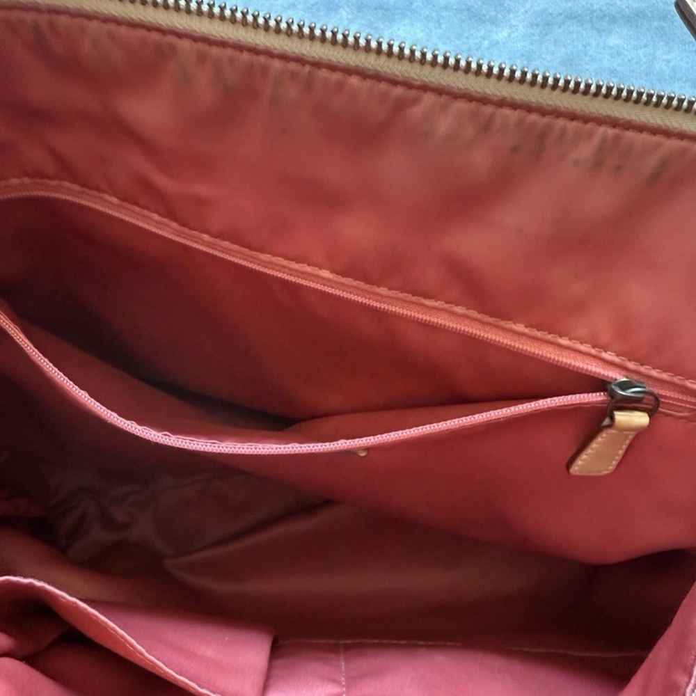 Coach Poppy Whipstitch Natural Leather Brass Glam Tote Purse Large Shoulder Bag - Picture 8 of 16